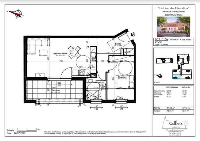 HOENHEIM CENTRE PETITE COPROPRIETE de 23 LOGEMENTS du T2 au T4